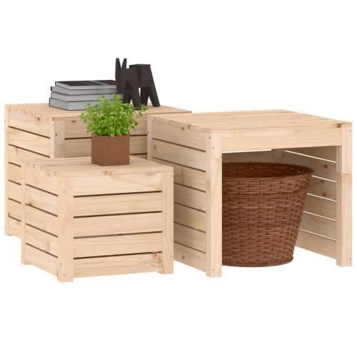 3-dijelni set vrtnih kutija od masivne borovine - Prirodna 50.5 x 50.5 x 46.5 cm Cijena