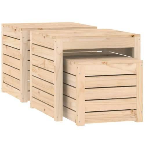 3-dijelni set vrtnih kutija od masivne borovine - Prirodna 50.5 x 50.5 x 46.5 cm Cijena
