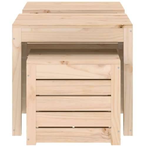 3-dijelni set vrtnih kutija od masivne borovine - Prirodna 50.5 x 50.5 x 46.5 cm Cijena