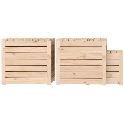 3-dijelni set vrtnih kutija od masivne borovine - Prirodna 50.5 x 50.5 x 46.5 cm Cijena