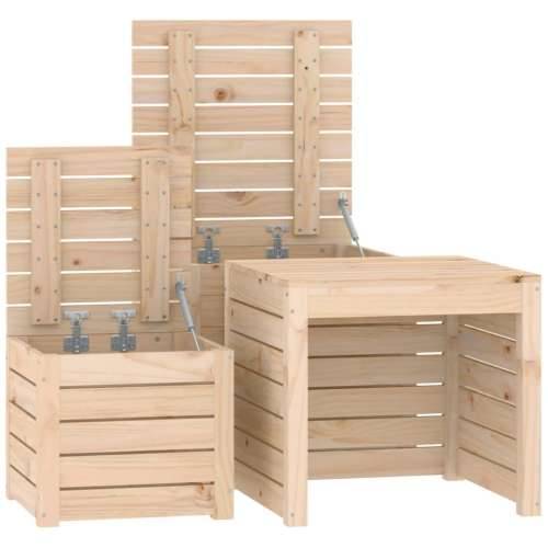 3-dijelni set vrtnih kutija od masivne borovine - Prirodna 50.5 x 50.5 x 46.5 cm Cijena