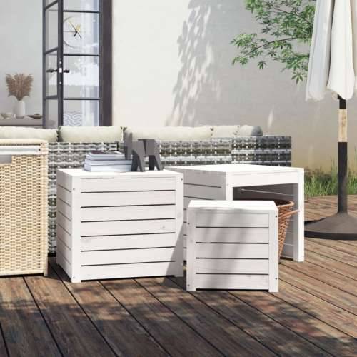3-dijelni set vrtnih kutija bijeli od masivne borovine - Bijela 50.5 x 50.5 x 46.5 cm Cijena