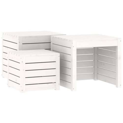 3-dijelni set vrtnih kutija bijeli od masivne borovine - Bijela 50.5 x 50.5 x 46.5 cm Cijena