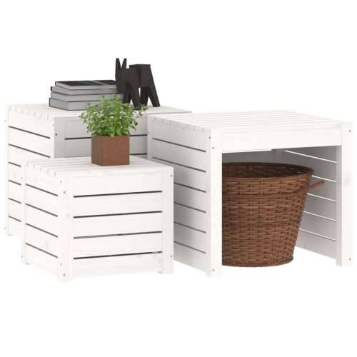 3-dijelni set vrtnih kutija bijeli od masivne borovine - Bijela 50.5 x 50.5 x 46.5 cm Cijena