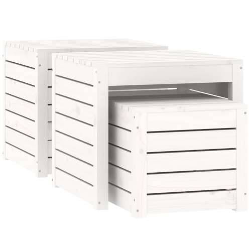 3-dijelni set vrtnih kutija bijeli od masivne borovine - Bijela 50.5 x 50.5 x 46.5 cm Cijena