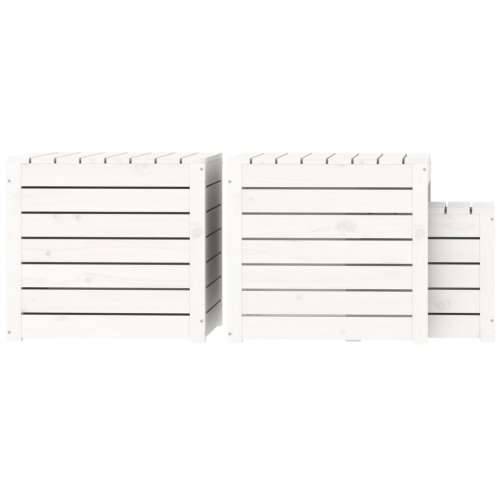 3-dijelni set vrtnih kutija bijeli od masivne borovine - Bijela 50.5 x 50.5 x 46.5 cm Cijena