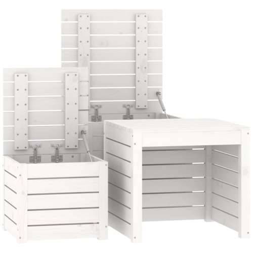 3-dijelni set vrtnih kutija bijeli od masivne borovine - Bijela 50.5 x 50.5 x 46.5 cm Cijena