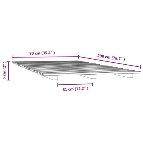 Okvir za krevet crni 90 x 200 cm od masivne borovine - Crna 90 x 200 cm Cijena