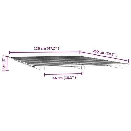 Okvir za krevet crni 120 x 200 cm od masivne borovine - Crna 120 x 200 cm Cijena