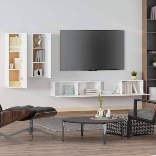 4-dijelni set TV ormarića bijeli od konstruiranog drva - Bijela 4 100 cm Cijena