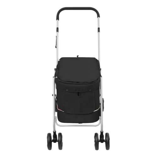 Sklopiva kolica za pse crna 100 x 49 x 96 cm od lanene tkanine - Crna Cijena