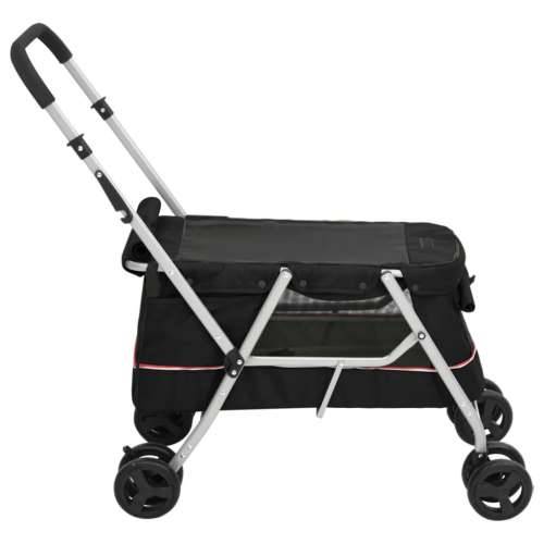 Sklopiva kolica za pse crna 100 x 49 x 96 cm od lanene tkanine - Crna Cijena
