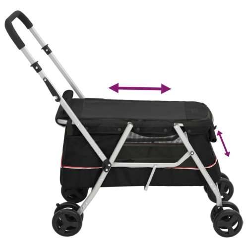 Sklopiva kolica za pse crna 100 x 49 x 96 cm od lanene tkanine - Crna Cijena