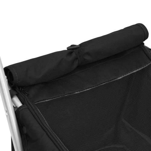 Sklopiva kolica za pse crna 100 x 49 x 96 cm od lanene tkanine - Crna Cijena