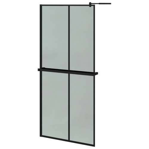 Pregrada za tuš s policom crna 90x195 cm staklo ESG i aluminij - Crna 90 x 195 cm Rešetke 2 x 2 Cijena