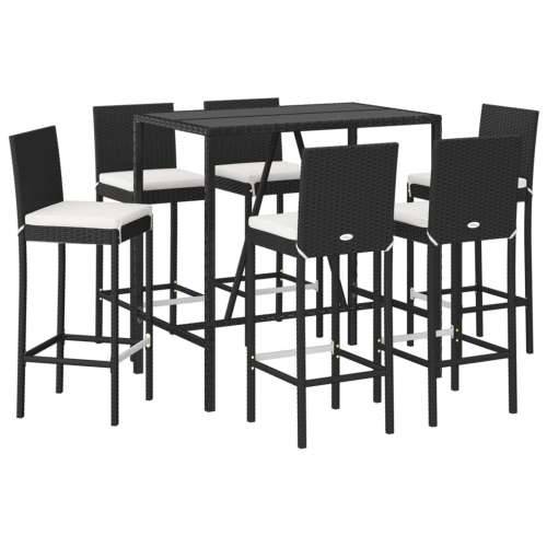 7-dijelni vrtni barski set od poliratana s jastucima crni - Crna Dužina stola 110 cm 6 Cijena