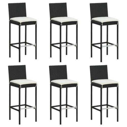 7-dijelni vrtni barski set od poliratana s jastucima crni - Crna Dužina stola 110 cm 6 Cijena