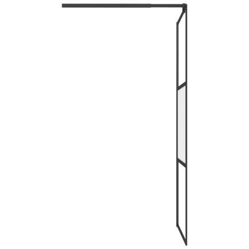 Pregrada za tuš s policom crna 90x195 cm staklo ESG i aluminij - Crna 90 x 195 cm napola matirano Cijena