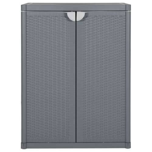 Vrtni ormarić za pohranu sivi 65 x 45 x 88 cm PP ratan - Siva 1 2 police Cijena