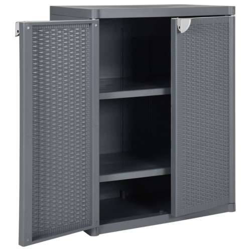 Vrtni ormarić za pohranu sivi 65 x 45 x 88 cm PP ratan - Siva 1 2 police Cijena
