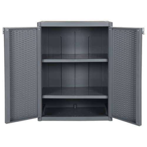 Vrtni ormarić za pohranu sivi 65 x 45 x 88 cm PP ratan - Siva 1 2 police Cijena