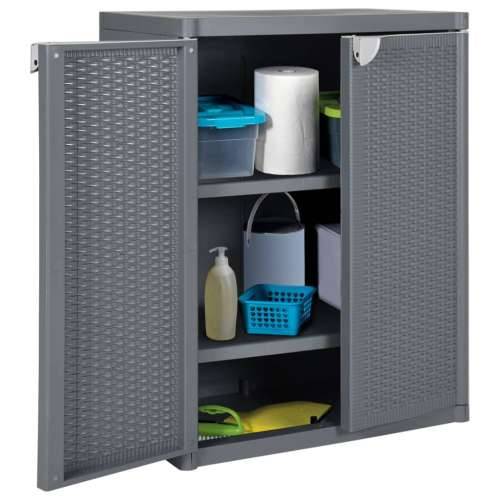 Vrtni ormarić za pohranu sivi 65 x 45 x 88 cm PP ratan - Siva 1 2 police Cijena