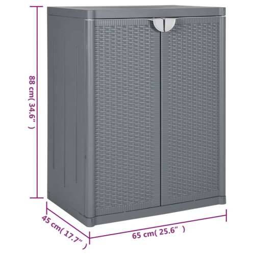 Vrtni ormarić za pohranu sivi 65 x 45 x 88 cm PP ratan - Siva 1 2 police Cijena