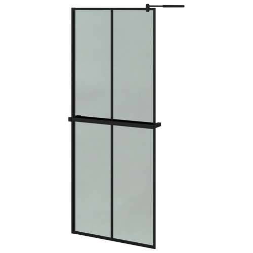 Pregrada za tuš s policom crna 80 x 195 cm s mutnim staklom ESG - Crna 80 x 195 cm Rešetke 2 x 2 Cijena