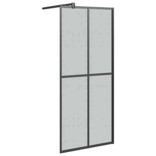 Pregrada za tuš s policom crna 80 x 195 cm s mutnim staklom ESG - Crna 80 x 195 cm Rešetke 2 x 2 Cijena