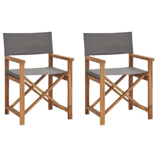 Sklopive redateljske stolice 2 kom sive od masivne tikovine Cijena