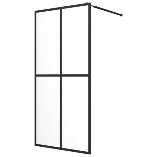 Pregrada za tuš s policom crna 80 x 195 cm s mutnim staklom ESG - Transparentan 80 x 195 cm Rešetke 2 x 2 Cijena