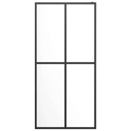Pregrada za tuš s policom crna 80 x 195 cm s mutnim staklom ESG - Transparentan 80 x 195 cm Rešetke 2 x 2 Cijena