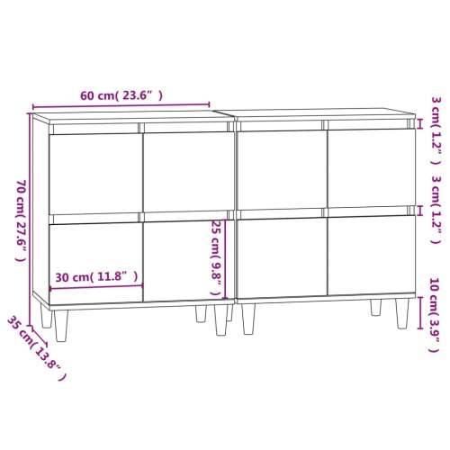Komode 2 kom boja hrasta 60 x 35 x 70 cm od konstruiranog drva - Sivi hrast sonoma 2 Cijena