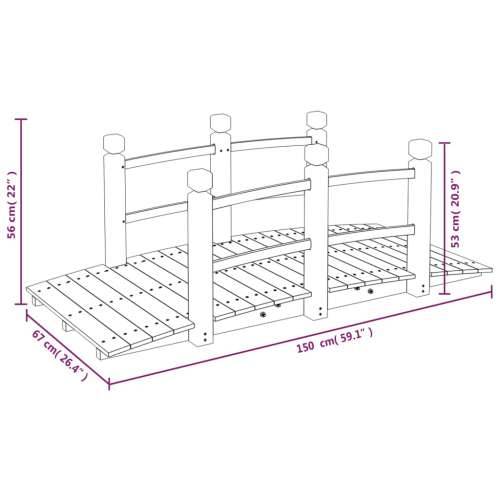 Vrtni most s ogradama 150 x 67 x 56 cm od masivnog drva smreke - Prirodna 1 s ogradama Cijena