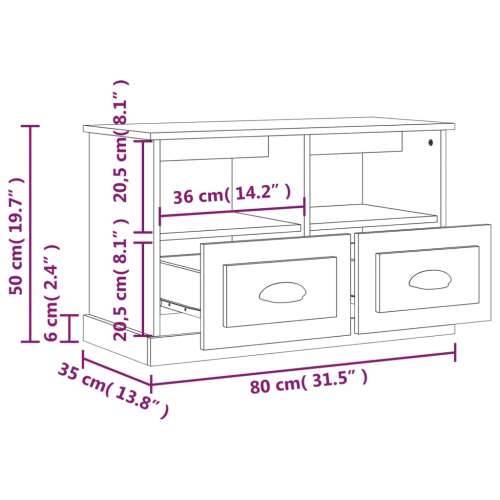 TV ormarić boja dimljenog hrasta 80x35x50 cm konstruirano drvo - Dimljeni hrast 80 x 35 x 50 cm 1 Cijena