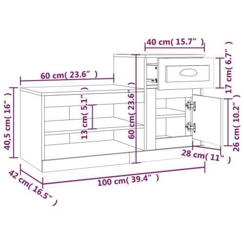 Ormarić za cipele boja hrasta 100x42x60 cm konstruirano drvo - Sivi hrast sonoma 1 Cijena