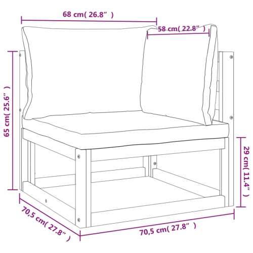 7-dijelna vrtna garnitura od masivnog drva svjetlosivi jastuci - Svjetlosiva 2x middle + 3x corner + chair + table 1 Cijena