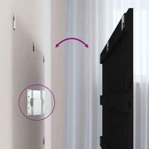 Zidno uzglavlje crni 204x3x90 cm od masivne borovine - Crna 204 x 90 cm 1 Cijena