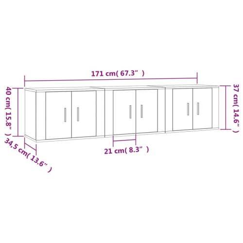 Zidni TV ormarići 3 kom visoki sjaj bijeli 57 x 34,5 x 40 cm - Visoko sjajno bijela 3 57 cm Cijena