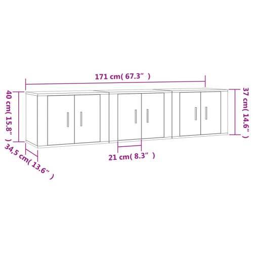 Zidni TV ormarići 3 kom boja smeđeg hrasta 57 x 34,5 x 40 cm - Smeđi hrast 3 57 cm Cijena