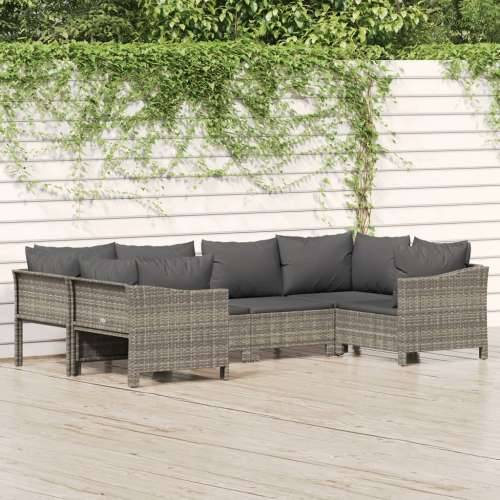 6-dijelna vrtna garnitura od poliratana s jastucima siva - 2x corner + 2x middle + 2x armchair 1 Cijena