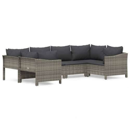 6-dijelna vrtna garnitura od poliratana s jastucima siva - 2x corner + 2x middle + 2x armchair 1 Cijena