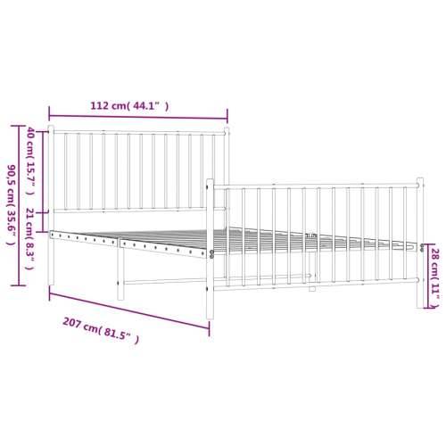 Metalni okvir kreveta uzglavlje i podnožje crni 107x203 cm Cijena