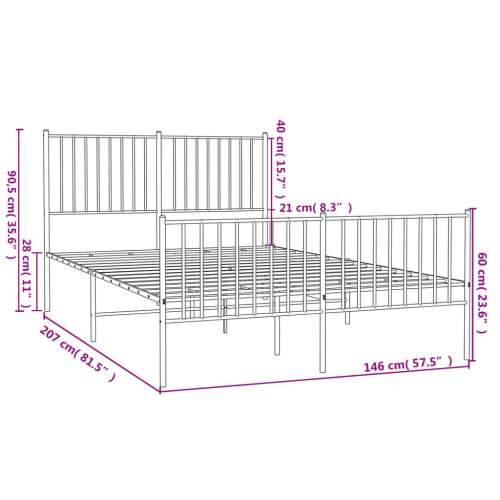 Metalni okvir kreveta uzglavlje i podnožje crni 140x200 cm Cijena