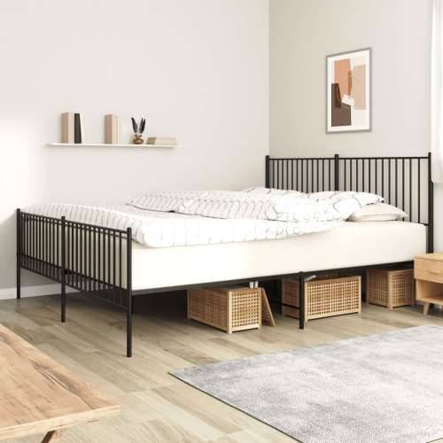 Metalni okvir kreveta uzglavlje i podnožje crni 193x203 cm
