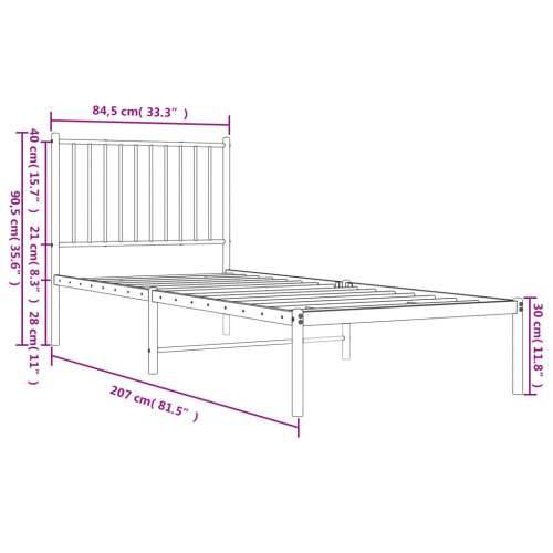 Metalni okvir za krevet s uzglavljem bijeli 80x200 cm Cijena