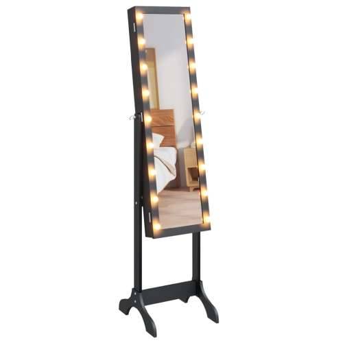 Samostojeće ogledalo s LED svjetlima crno 34 x 37 x 146 cm - Crna 1 Cijena