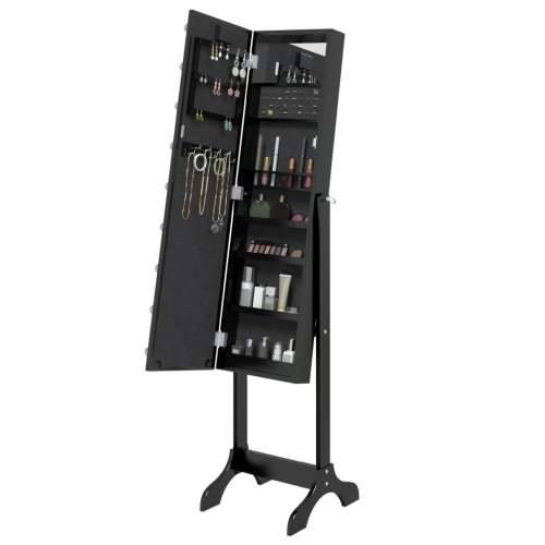 Samostojeće ogledalo s LED svjetlima crno 34 x 37 x 146 cm - Crna 1 Cijena