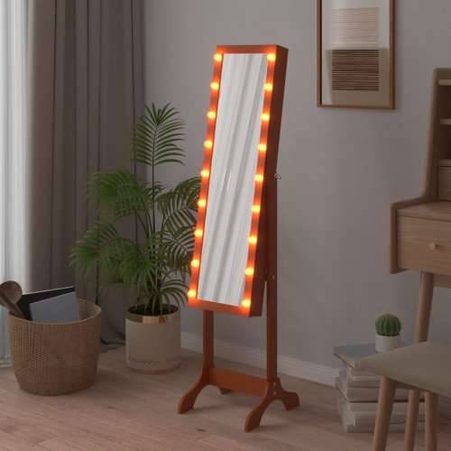 Samostojeće ogledalo s LED svjetlima 34 x 37 x 146 cm - Smeđa 1 Cijena