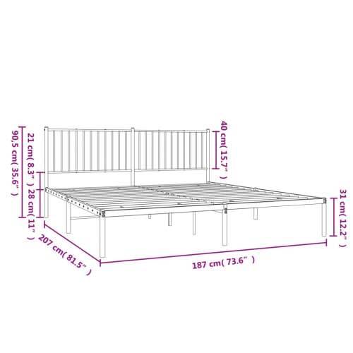 Metalni okvir za krevet s uzglavljem crni 180x200 cm Cijena